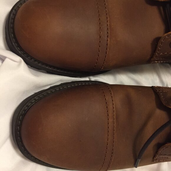 Patina  Brown Leather Lace-up Lug Boots Men's Size 10 Cap Toe LOOP PULL DETACHED - Picture 11 of 11